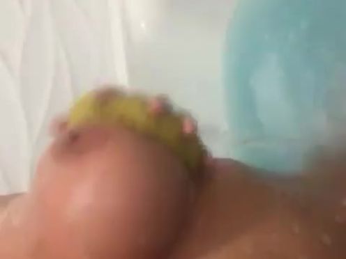 Sophie Dee  busty brunette caresses shaved vagina