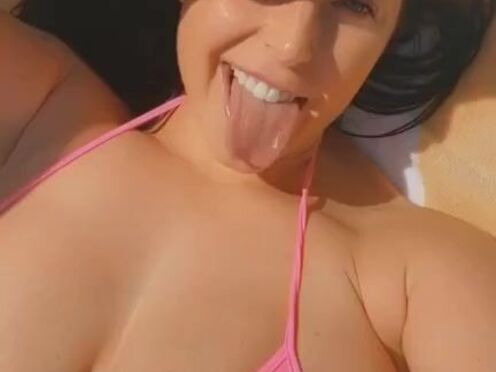 Angela White  Slender chick masturbates shaved wet pink hole